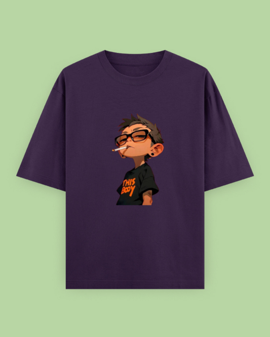 Oversized T-Shirt | Maroon & Purple Graphic Streetwear Tee | Zavrix